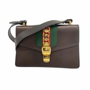 GUCCI Black Leather Sylvie Shoulder Bag